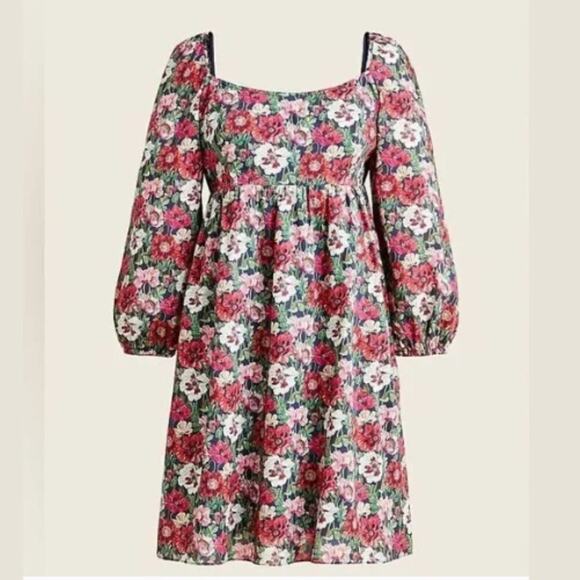 J. Crew Liberty Fabric Poppy Amelie Floral Cotton Babydoll Mini Dress, Size 8 - Picture 2 of 12